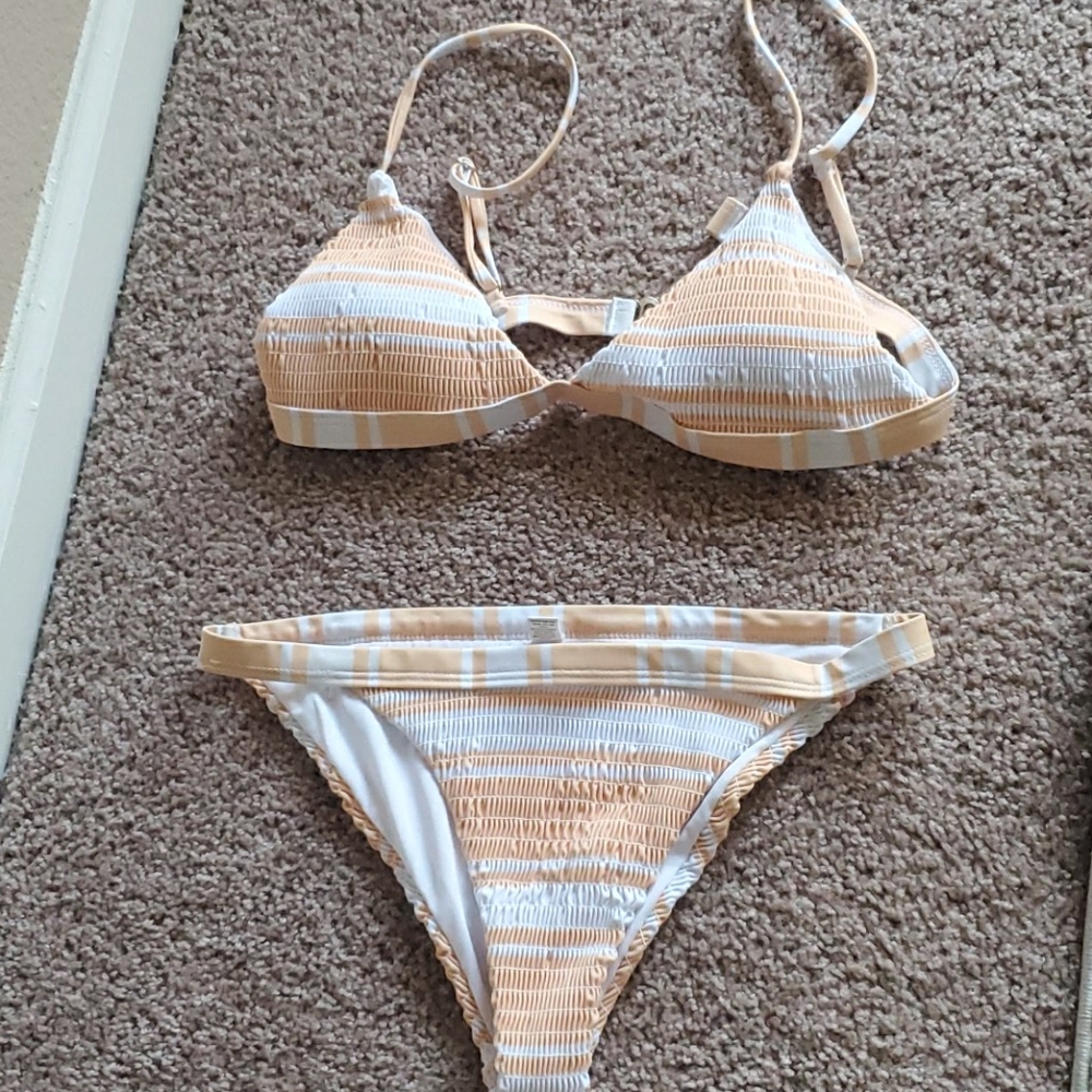 Orange and white bikini